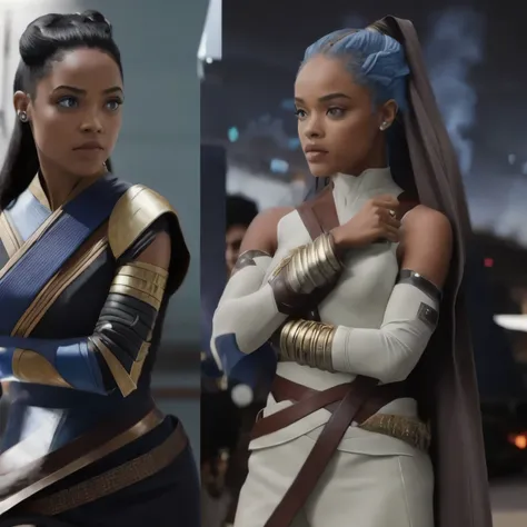 in a star wars sequel, tessa thompson inspired, rey, tessa thompson, movie screenshot from star wars, portrait of ororo munroe, ...