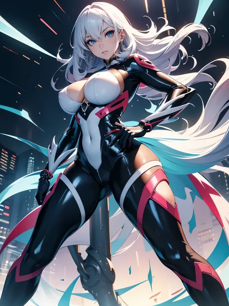 ​masterpiece, ultra-detailliert, 8k, hiquality, Top image quality, One woman, art by:hyung tae kim, Anime characters posing, Seductive Anime Girl, Japanese anime, digitial illustration, Center, biomechanical oppai, oppai, oppai proportions, Sharp Focus, la...