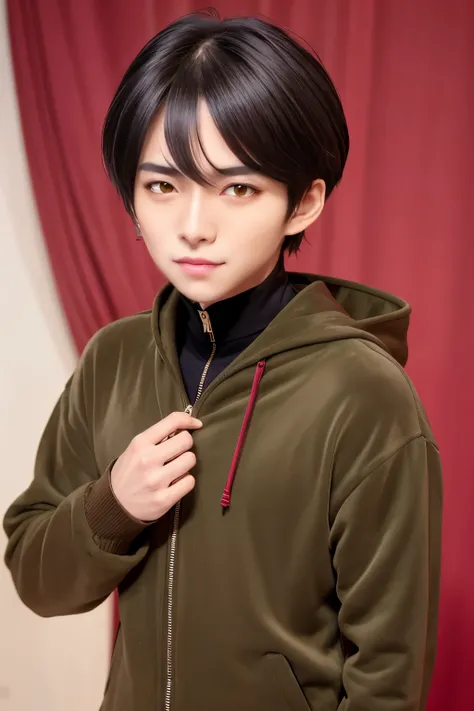 hui xiyi, rekkyo sensen, rekkyou sensen, medium hair, khaki clothes, velour clothes
