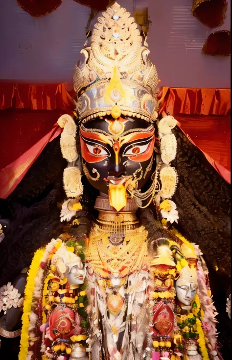 a close up of a statue of a person with a large head, kali, attractive female deity, naihati highly detailed, beautiful female god , naihati baro maa!! head building, beautiful image, edited, mantis head god temple, detailed face, full body portrait of the...