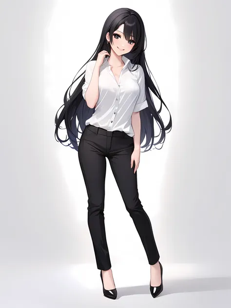 female, humble, beautiful, charm, kind, long pitch black hair, detail black pupil eyes, medium breast size, sexy body, white ski...