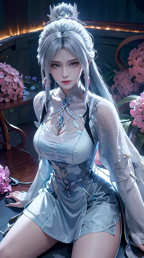 a white hair、close-up of miss wearing white mask, beautiful character painting, guweiz, gurwitz-style artwork, white-haired god,...