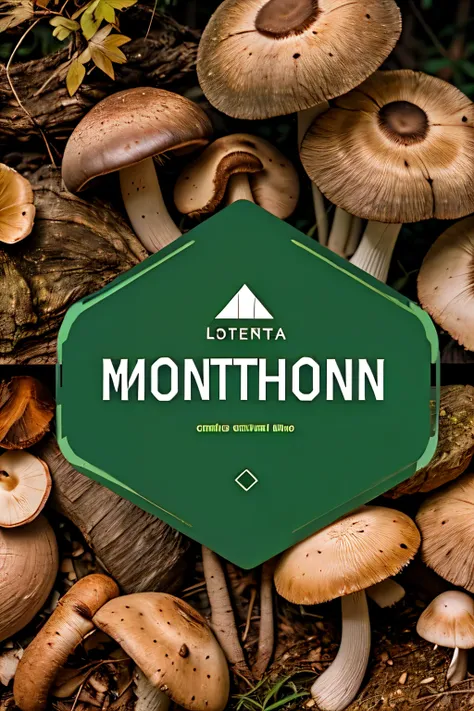 Typography: Use Montserrat font in forest green. Imagery: A simple, clean mushroom icon placed next to or integrated into the text "Kayshrooms." Color Palette: Forest green for the text and icon, with earthy brown for additional natural elements like leave...