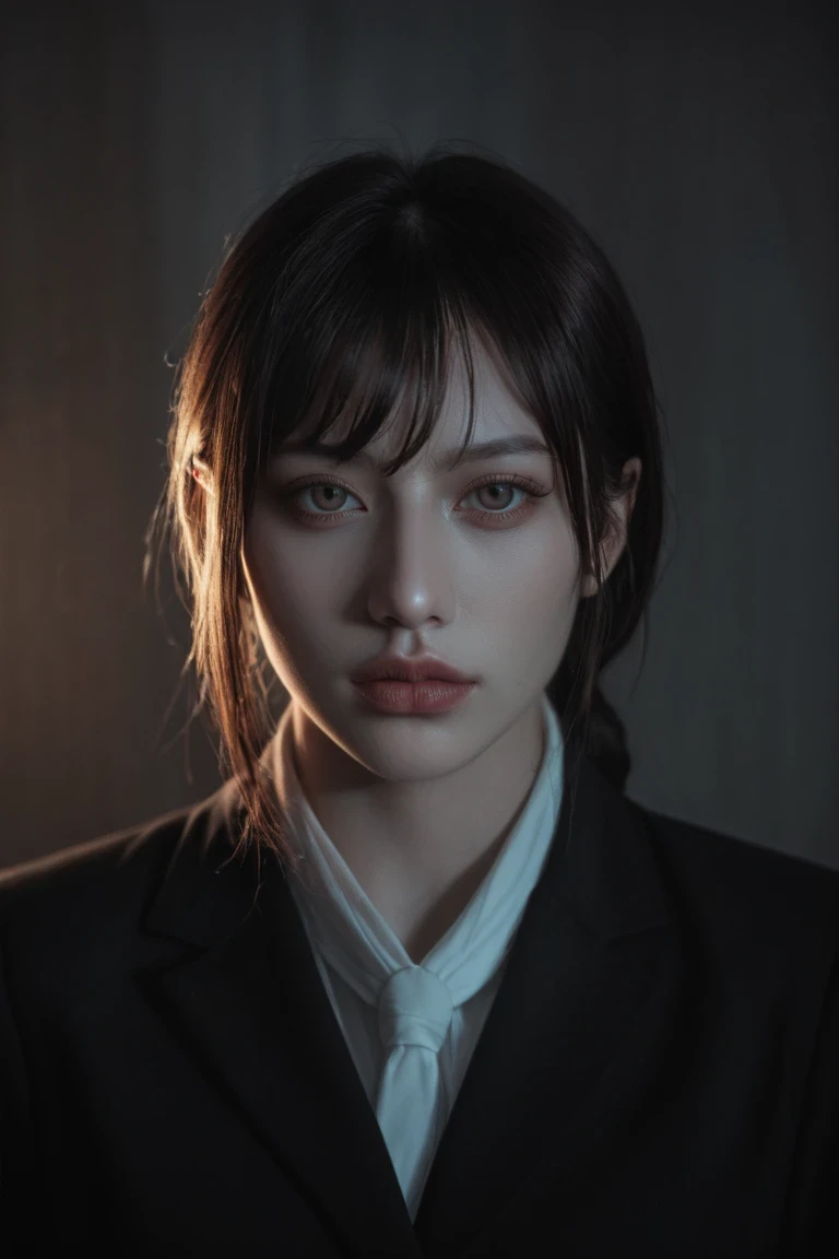 score_9, score_8_up, score_7_up, BREAK,
a terrifying chainsaw-wielding woman, Makima, beautiful detailed eyes, beautiful detailed lips, extremely detailed face and features, long dark hair, wearing a black suit, serious expression, dramatic lighting, dark ...