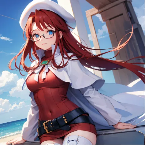 summonnightaty, aty, (young:1.3),long hair, blue eyes, red hair, big_tits, hat, glasses,
break long hair, thighhighs, hat, dress...