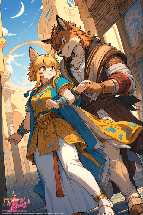 movie poster, highres, top quality, best quality, paid reward available, unparalleled masterpiece, perfect artwork, absurdres, High-quality illustrations, super high resolution, detailed background, perfect anatomy(1girl, 1boy, couple, kemono, furry anthro...