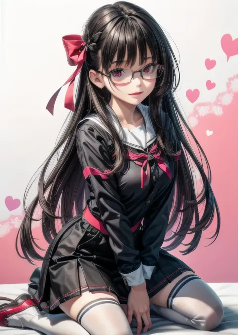  (highest quality:1.4), (High resolution:1.2), Sharp contours, Long Hair, highest quality, masterpiece,Glasses,Voice of the Heart,yandere,Full Body Shot,20-year-old woman,yandere,Big Breasts,Ecstasy,saliva,blush,Squint your eyes,Heterochromia iridis,Tuck u...