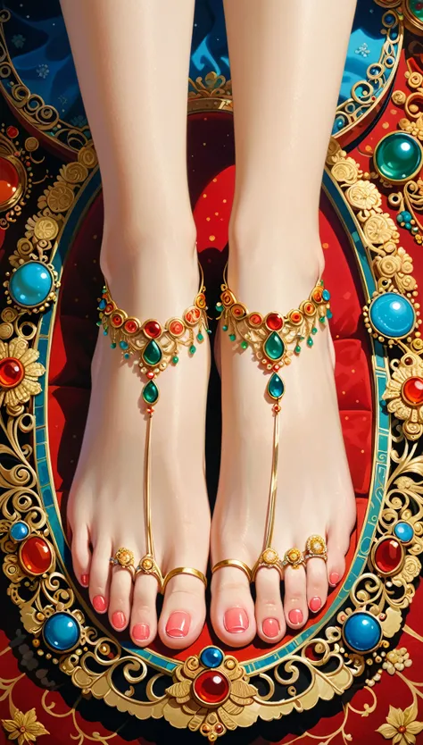 (in style of by Liu Ye:0.9),
1girl,toe cleavage,cute feet,toe ring,wiggling toes,
(insanely detailed and intricate, hypermaximalist, elegant, ornate, hyper realistic, super detailed:1.1),