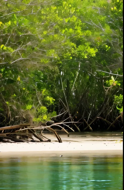 Mangrove swamps on the edge of a tropical shore.