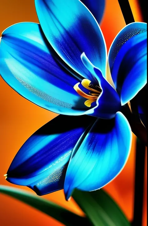 a close up of a blue flower with a budding, rich blue colors, beautiful black blue yellow, vibrant blue, beautiful detail and color, rich blue color, blues. beautiful, blue and black color scheme)), beautiful!!!!!!!!!, orchid, glowing blue, rich azure tone...