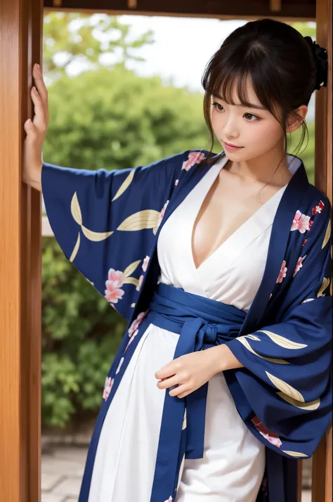 A beautiful girl with her kimono open