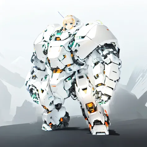 There is a robot standing with a smile, ferra White Mecha, Large mecha robot in anime, Female Mecha, girl in mecha cyber armor, White Mecha, A mix of anime robots and organic matter, Giant anime mecha, completely robot!! girl, White Mechabot, Anime Manga R...