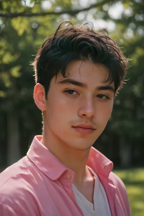 handsome men portrait, shot on leica, shadowplay, gorgeous lighting, subtle pastel hues, outdoors ,solo