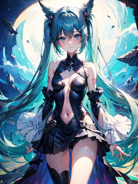 Hatsume miku x suicune ,ojos hermosos ((alta definicion)), fenix girl,art by dark natasha, jardin zen, art by dark natasha,  art by vixen aztra, cuerpo completo, platas hermosas, cintura delgado, caderas amploas, piernas torneadas, hermosa, standing ((uppe...