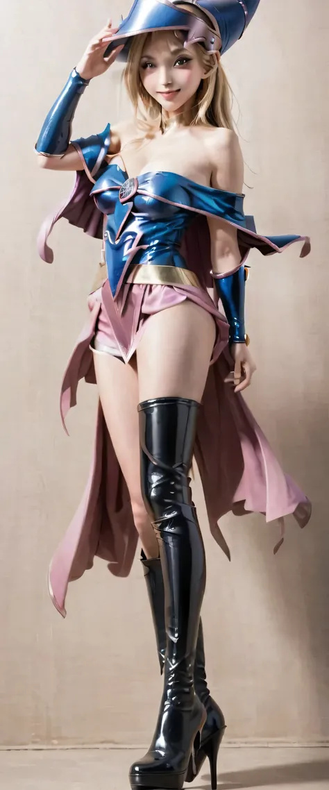dark magician girl, realistic, high heels boots, thigh high boots, sexy, YU-GI-OH, Best quality, masterpiece