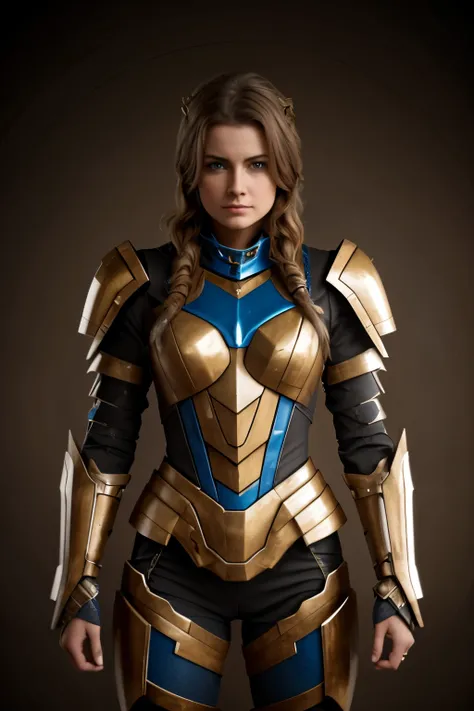 4K, Masterpiece, highres, absurdres,, edgThunderstruck, a woman with a blue and gold armor ,wearing edgThunderstruck_armor, electrified, weilding thunder,  