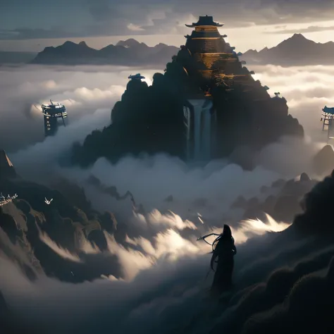 18 levels of hell,Cold, dark and black like a waterfall,Rolling and rolling, pitch black like ink,full of unknown,Chaos before the creation of the world,A huge sarcophagus transformed into streaks of white light