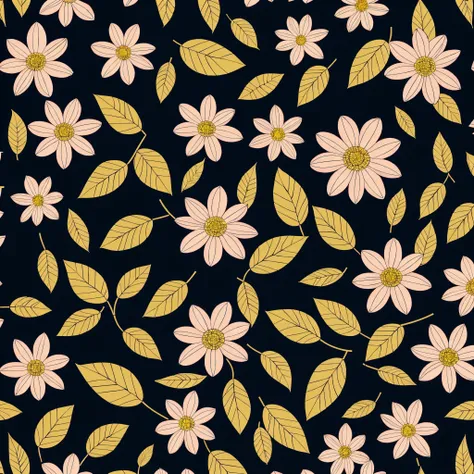 pattern of flowers and leaves
