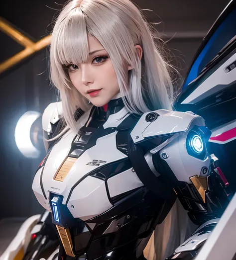 Textured skin, Super Detail, Attention to detail, high quality,high quality, High resolution, 1080p, hard disk, beautiful,(Gundam),Beautiful cyborg woman,Mecha Cyborg Girl,battle mode,Girl with a mechanical body,She wears a futuristic Gundam mecha,Full Bod...