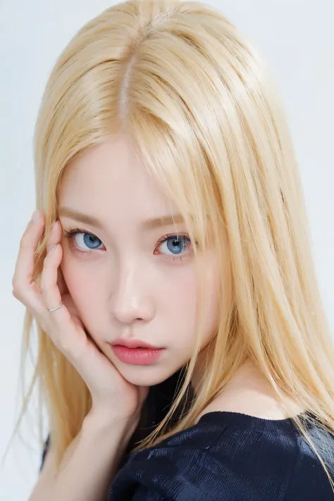 Close up of woman with blonde hair and blue eyes, Blackpink's Roseanne Park, Jinyoung Shin, Jaeyeon Nam, portrait of Josh de Blackpink, Doyoung Kim, Josh de Blackpink, Heonhwa Choi, Portrait of Kim Petra, Best Face, Taejun Kim, sakimichan, Shikami, pop...
