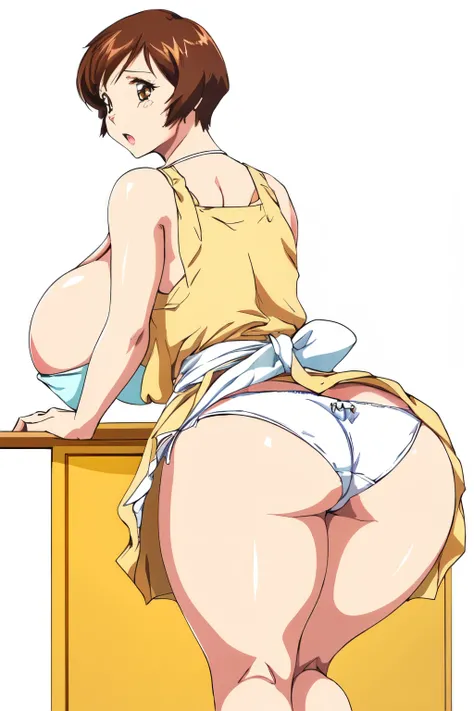 masterpiece, highest quality, High resolution, 1girl, solo, sexual intercourse, Pornographic image, short hair, etsukoto, brown eyes, fine grain, fine grain, (((Thick thighs, Plump thighs, Voluptuous thighs, Thighs are enough))), huge and ample breasts, Cl...