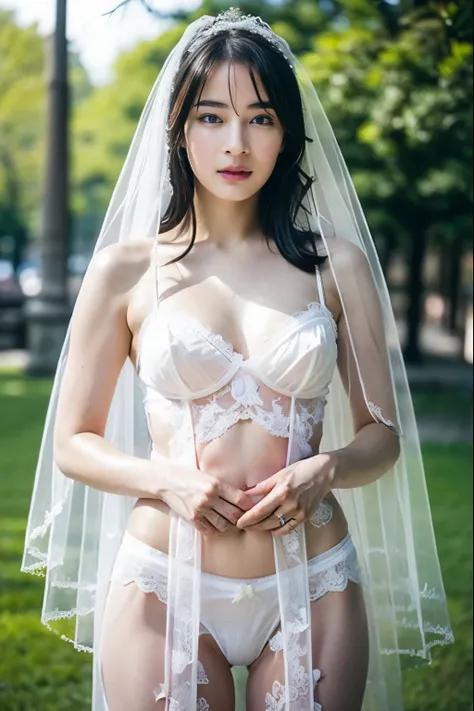 naked bride." shape, big breasts, beautiful nipples, perfect body, whole body , church wedding,  (((there were many participants...