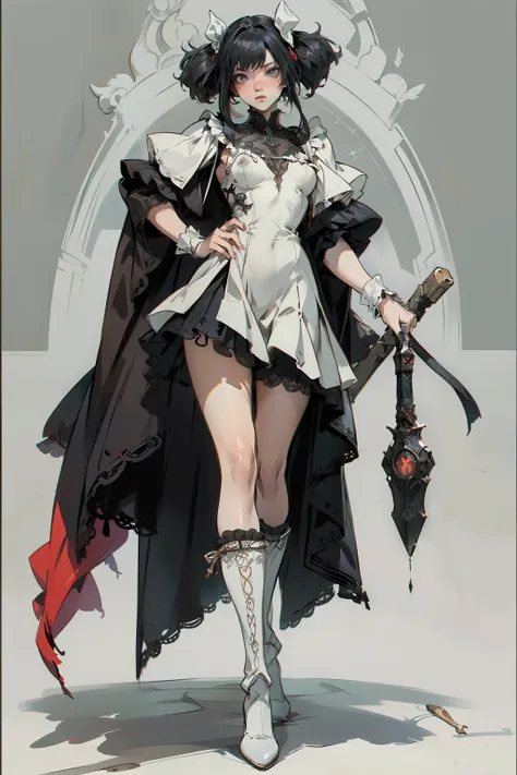 ((best quality)), ((masterpiece)), (detailed), blank white background, plain background, white background, red and white clothing, Bloodborne aesthetic,  occult aesthetic, occult, occult paraphernalia, detailed and intricate steampunk and detailed gothic, ...