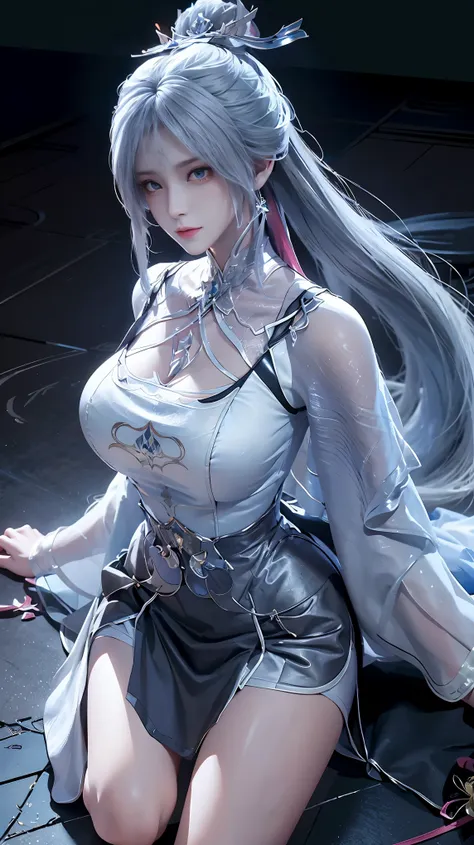 a white hair、close-up of miss wearing white mask, beautiful character painting, guweiz, gurwitz-style artwork, white-haired god,...