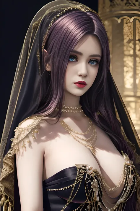 1girl, ice-crystal embellished dress, unclothed body, jewel, lace cloak, fluffs, pearl bodychain, beautiful detailed eyes, beautiful detailed lips, extremely detailed eyes and face, long eyelashes, best quality, 4k, 8k, highres, masterpiece, ultra-detailed...