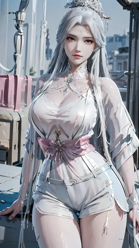 a white hair、close-up of miss wearing white mask, beautiful character painting, guweiz, gurwitz-style artwork, white-haired god,...