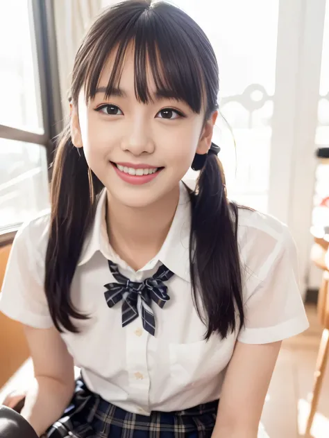(masterpiece:1.3),(8k, Realistic, RAW Photos, Best image quality: 1.4), Wet, (1 girl,alone), Beautiful Face, (A vivid face、Young Face), (Black-haired, bangs:1.5,Low Twintails:1.2), Beautiful Hairstyles, Realistic eyes:1.2, Beautiful and beautiful eyes, Puf...