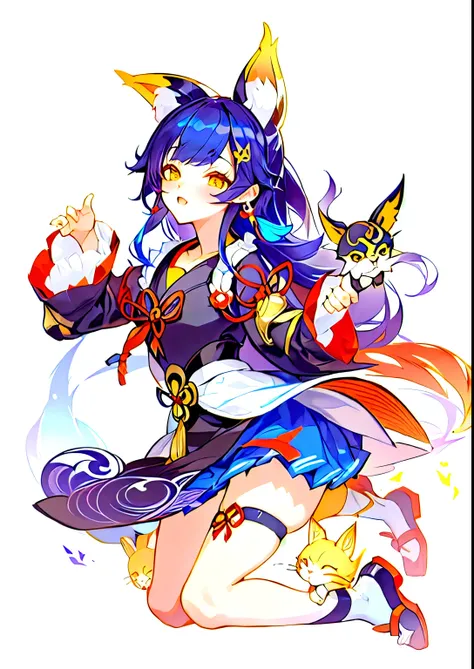 Chica anime con orejas de gato y cola de gato., arte detallado de onmyoji, zorro y arbusto, onmyoji, kemono, impacto de ayaka genshin, keqing del impacto genshin, muy hermosa chica gato anime, cute chica gata anime, ahi, beautiful chica gata anime, chica g...