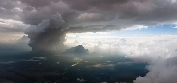 Scene: A breathtaking sky filled with dynamic clouds. Details: The sky is expansive and vibrant, featuring a stunning array of clouds in various shapes and sizes. The clouds are illuminated by the light of the setting sun, creating a beautiful gradient of ...