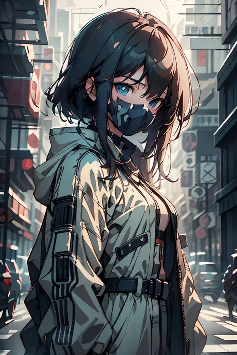 ghost in the shell in the style of 90s vintage anime, robotics, scifi, futuristic, surrealism, akira style, advance suit, detailed line art, fine details, greg rutkowski makoto shinkai kyoto animation key art feminine eye-level shot