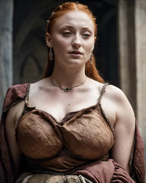 ( photograph of sophie turner as hot queen ) (random photo , full body shot, thick figure, fleshy body, tall woman ) alayne ston...