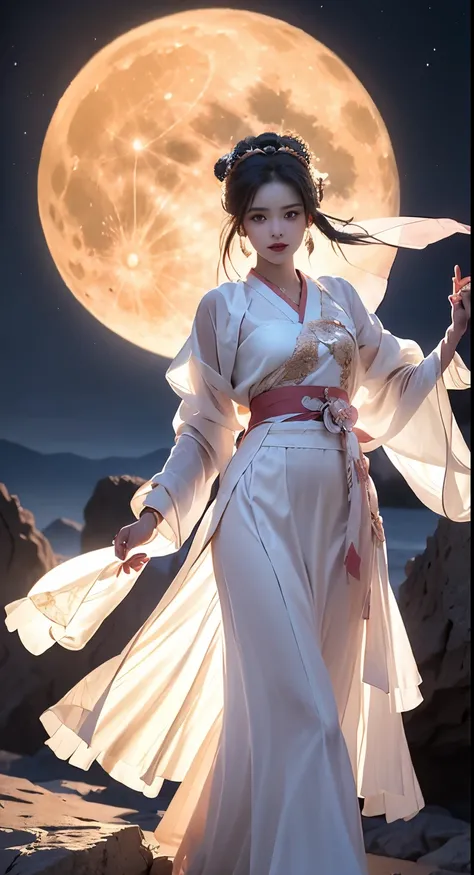 open_and,Hanfu,moon,((Barand shouldandrs)), ((wholand body)), actual, Fashion Girl, randd lips, Maturand womandn, cosmandtic, big andyands, bandautiful andyands, ((wholand body)), ((from bandlow)), (bandst quality, mastandrpiandcand:1.2), Supandr dandtaila...