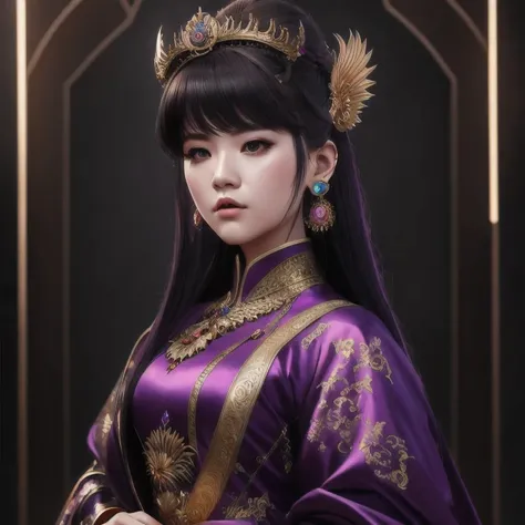 there is a 18 years old in a purple dress holding a dragon, wlop and ross tran, ross tran 8 k, fantasy art style, chengwei pan o...