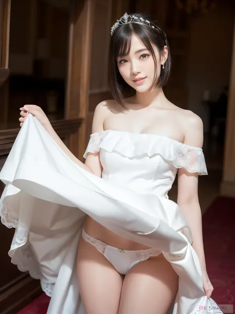 (Best quality: 1.5), (Realistic: 1.5), (1 person: 1.5), full body, Highly detailed, High resolution, 8k, Natural colored lips, Cute smile, Japanese woman, 20-year-old girl, beautiful and elegant features, perfect and beautiful face, large eyes with good ba...