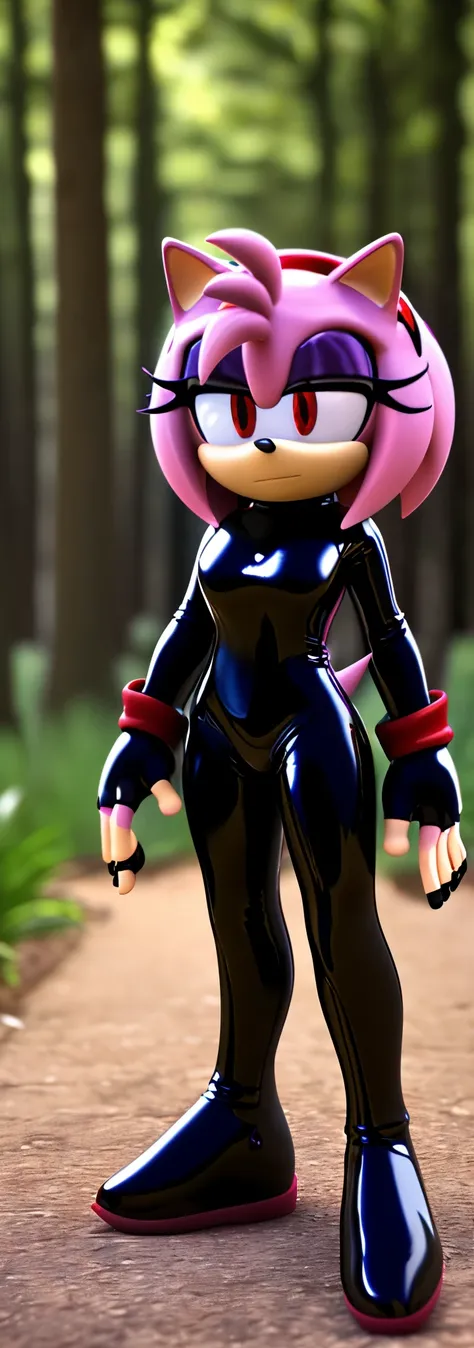 Solo, 1girl, full body image, rendered in SFM, ((sonic oc:1)), from sonic, high detail iconic character, in the new action-movie sonic, knothole forest, official render, 3d render official art, toon shader, ((female)), (((purple hedgehog:1))), ((shiny)) (p...