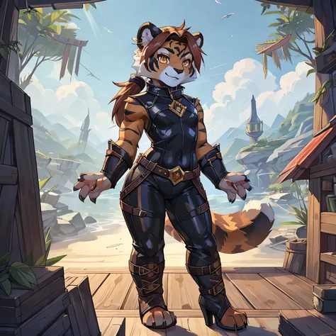 (4fingers), small_round_ears, small_panda_ears, pandaren, world_of_warcraft, furry, anthropomorphic, fluffy_tail, foxtail, cfemale, claws, red_panda, tiger_stripes, tiger_face, flat_chested, short_stack, teen, teenager, amber_eyes, pupils, (tiger_legs), (l...