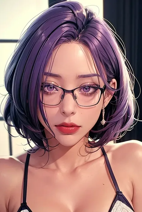 （（（perfect number，number， （（（jmt,glasses,purple hair,short hair,purple eyes,）））型number:1.7））），((masterpiece)),high resolution, (...