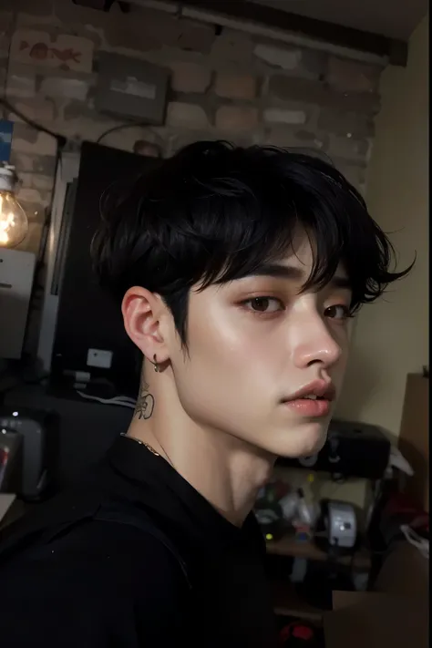 Arafed man with neck and neck tattoo., Kim Doyoung, cai xukun, Jinyoung Shin, ulzzang masculino, hyung tae, kanliu666, Jungkook, inspirado em Bian Shoumin, headshot imagem de perfilture, Hong junho hyung, 1 7 anos - idade de rosto fino, taejune kim, imagem...