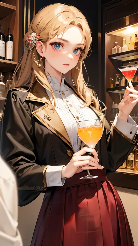 ((highest quality)), ((masterpiece)), (detailed), Perfect Face Have a cocktail Jazz bar