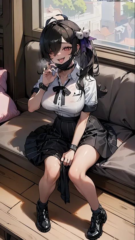  ((((Open your mouth))))、(masterpiece,Realistic depiction、highest quality,High resolution, Top-of-the-line specifications、Very detailed,bb Festival),skinny,Ahoge,Black Hair,(((((  Captivating smile ))))),skinny,Hair between the eyes,bangs,Hair Dark Brown S...