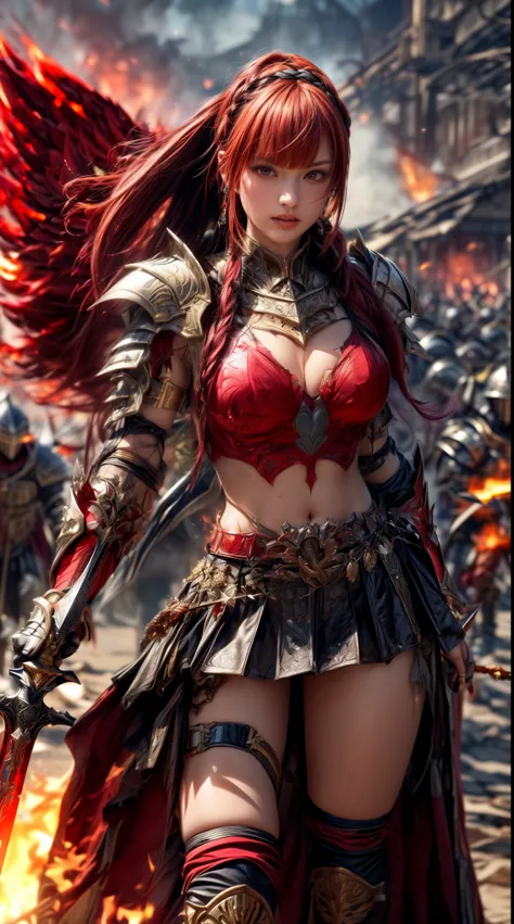 Very beautiful Swedish women、Slender women、(Detailed face)、Realistic Skin、((Fire Knight)), (((Crimson Armor:1.25)))、((((非常に繊細で繊細な装飾が施されたCrimson Armor:1.5))))、((Delicate photo))，(Girl Astepeace RAW Photo Details:1.25), (highest quality:1.6), (超A high resolu...