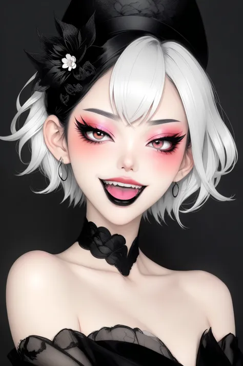 (best quality, sketch:1.2),actual,illustrator,vixen，japanese cartoons,1 girl, detailed lips, ，fangs，hand，hairy，off-shoulder， bla...