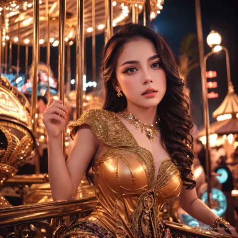 a beautiful young girl, 1girl, carousel, night carnival, night bazaar, detailed face, intricate costume, detailed eyes, detailed lips, detailed hair, detailed skin, detailed clothing, fantasy, magical, enchanting, atmospheric, dramatic lighting, cinematic,...