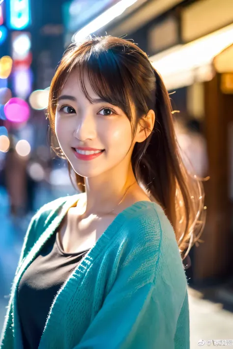 (masutepiece 、Best Quality 、HDR UHD 、Professional)、(Photorealsitic:1.4)、1girl in、A Japanese Lady、Natural light、(Realistic,Photorealsitic:1.37),(Looking at Viewer:1.331),Posing,on tokyo street,moyou,Looks fun