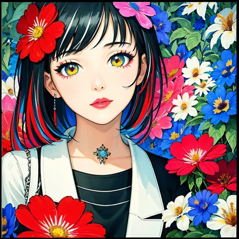 Black Star Red and White Style、(((stylish fashion))), 8K Quality、Intense watercolor, Detailed watercolor art, Watercolor splash, Surreal, avant-garde pop art, Beautiful and expressive paintings, Beautiful artwork illustration, Very colorful tones, wonderfu...