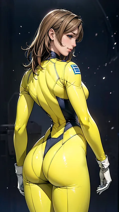 (masterpiece),(highest quality),(Very detailed),(High resolution),(Photorealistic Stick),(Realistic),(8k),wallpaper,Perfect lighting,BREAK(One Woman),((MoriYuki:1.5)),(MoriBodysuit, yellow bodysuit, belt:1.5),(MoriUniform, white gloves, military uniform, b...